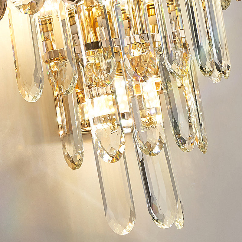 Modern Style Layered Wall Light Crystal 3 Lights Sconces for Bedroom