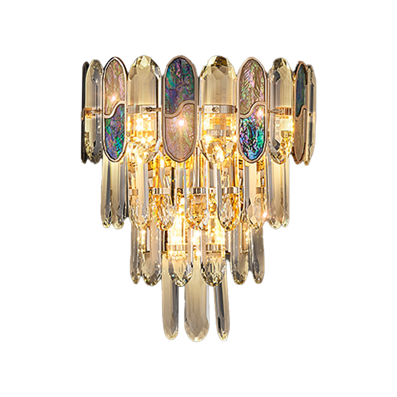 Modern Style Layered Wall Light Crystal 3 Lights Sconces for Bedroom