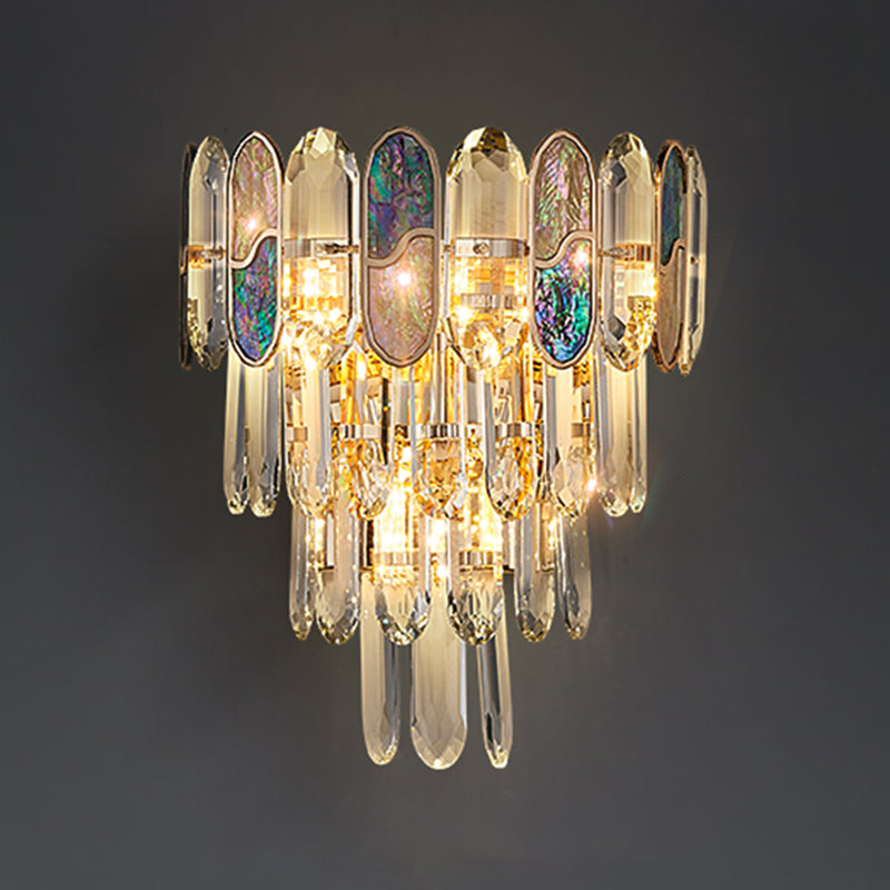 Modern Style Layered Wall Light Crystal 3 Lights Sconces for Bedroom