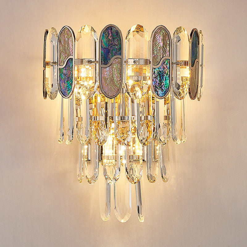 Modern Style Layered Wall Light Crystal 3 Lights Sconces for Bedroom