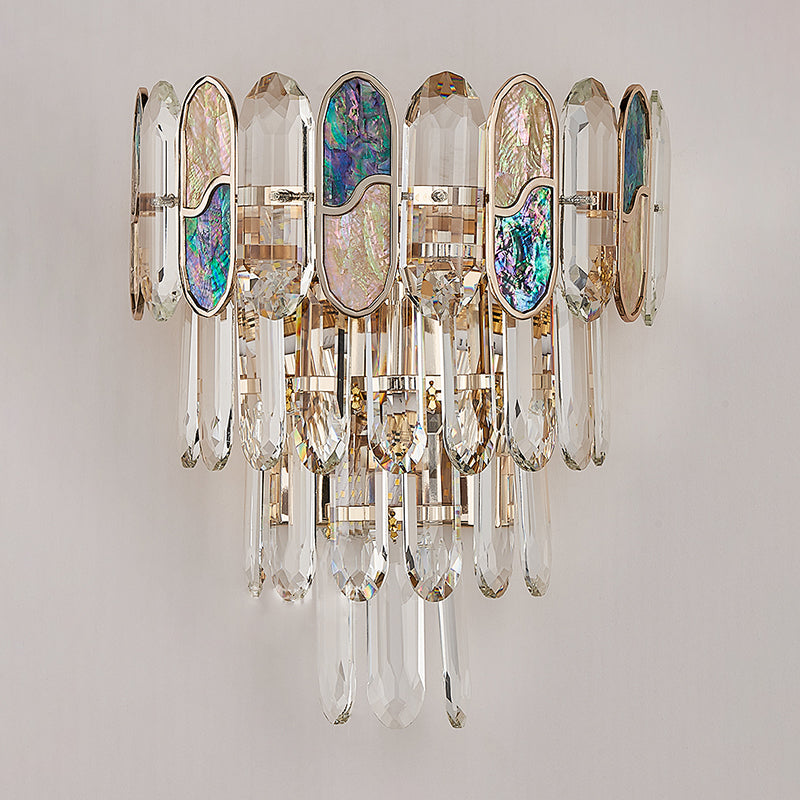 Modern Style Layered Wall Light Crystal 3 Lights Sconces for Bedroom