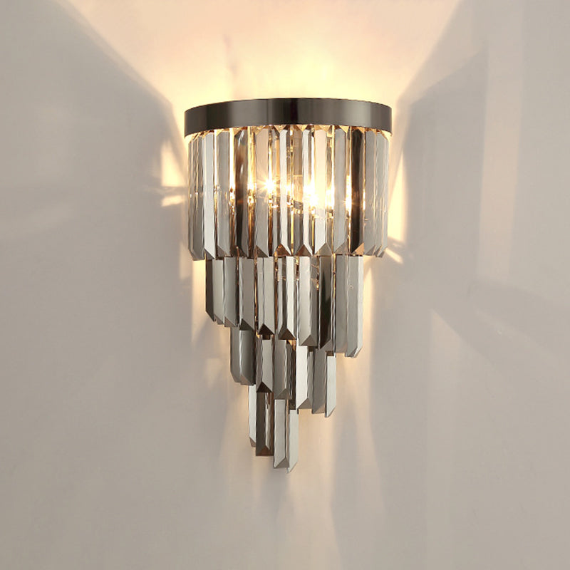Crystal Geometric Shape Wall Sconce Modern Style 2 Lights Wall Light Fixture in Gray