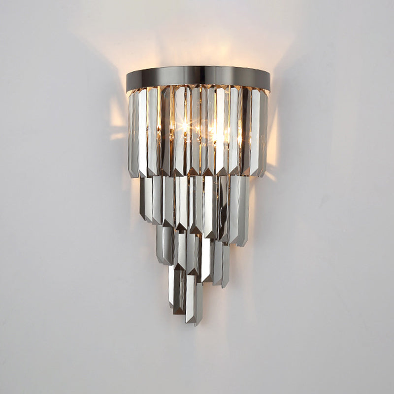 Crystal Geometric Shape Wall Sconce Modern Style 2 Lights Wall Light Fixture in Gray