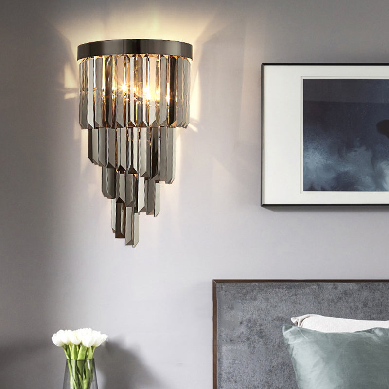 Crystal Geometric Shape Wall Sconce Modern Style 2 Lights Wall Light Fixture in Gray
