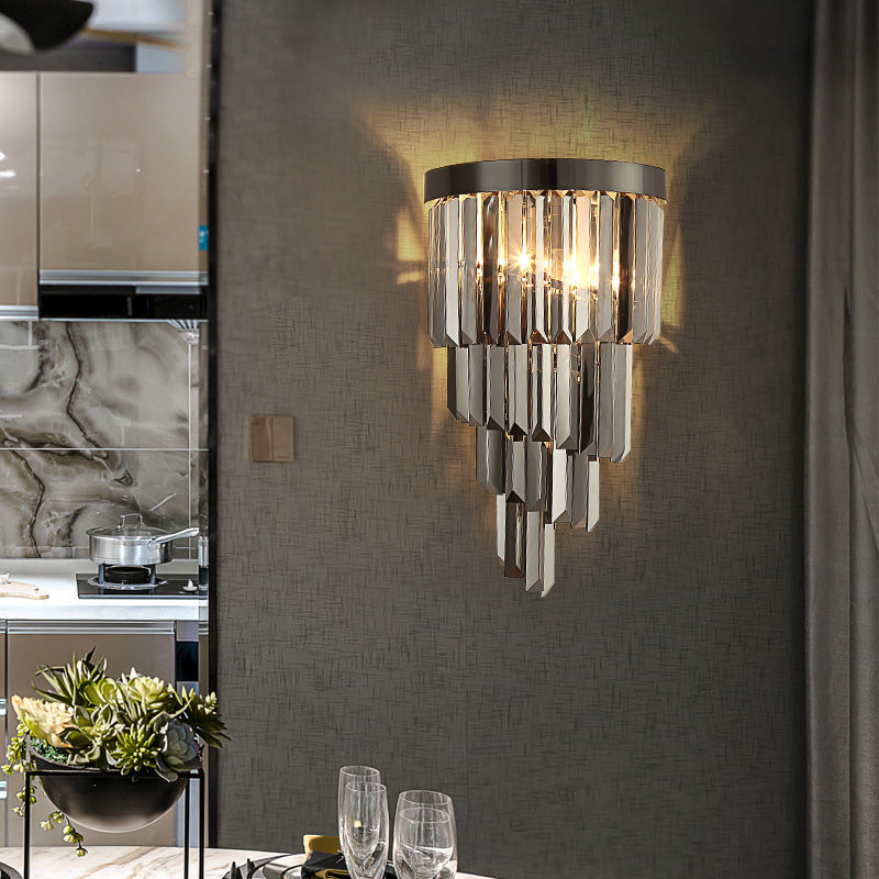 Crystal Geometric Shape Wall Sconce Modern Style 2 Lights Wall Light Fixture in Gray