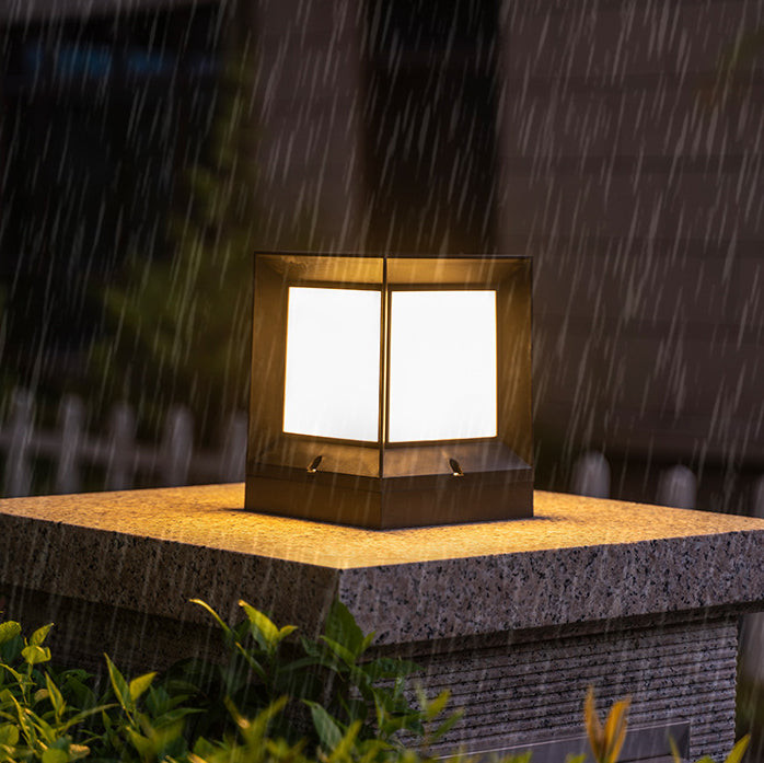 Waterproof Black Pillar Lamp Square Solar Outdoor Lights for Garden