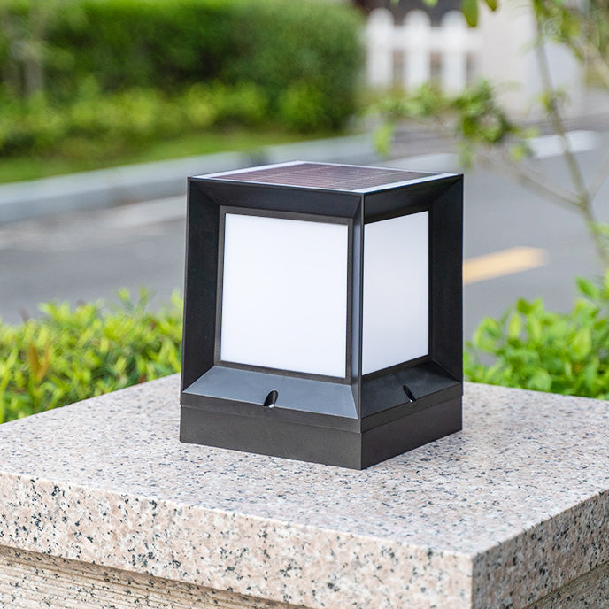 Waterproof Black Pillar Lamp Square Solar Outdoor Lights for Garden