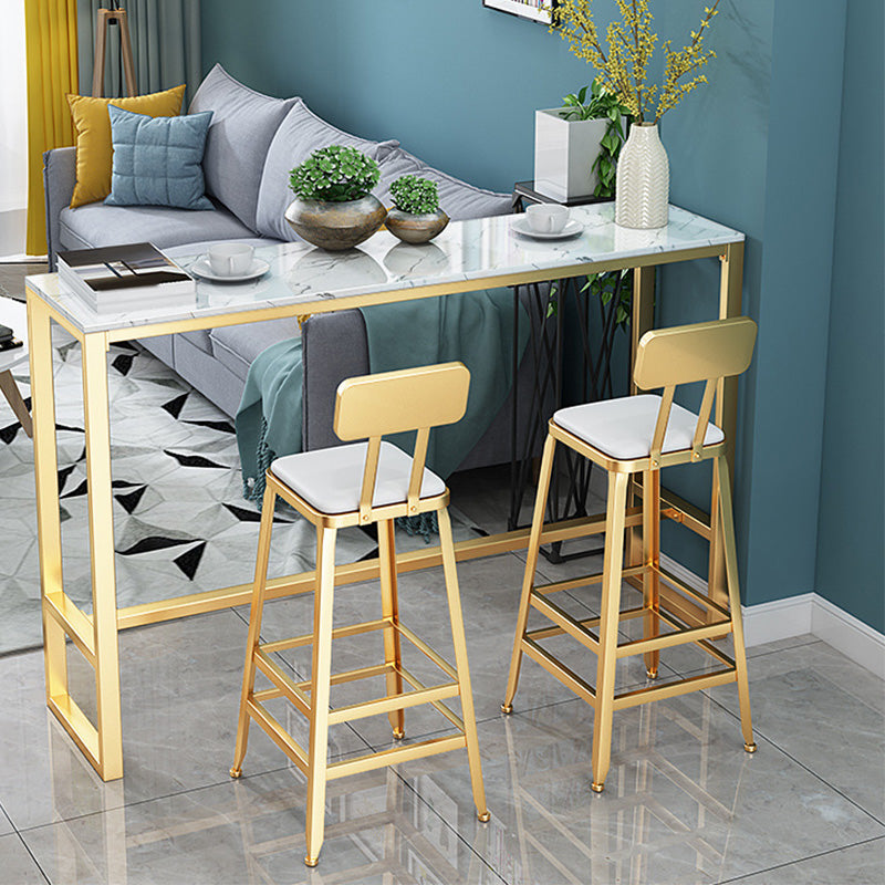 Glam Bar-height Table Faux Marble and White Bar Table for Patio Use