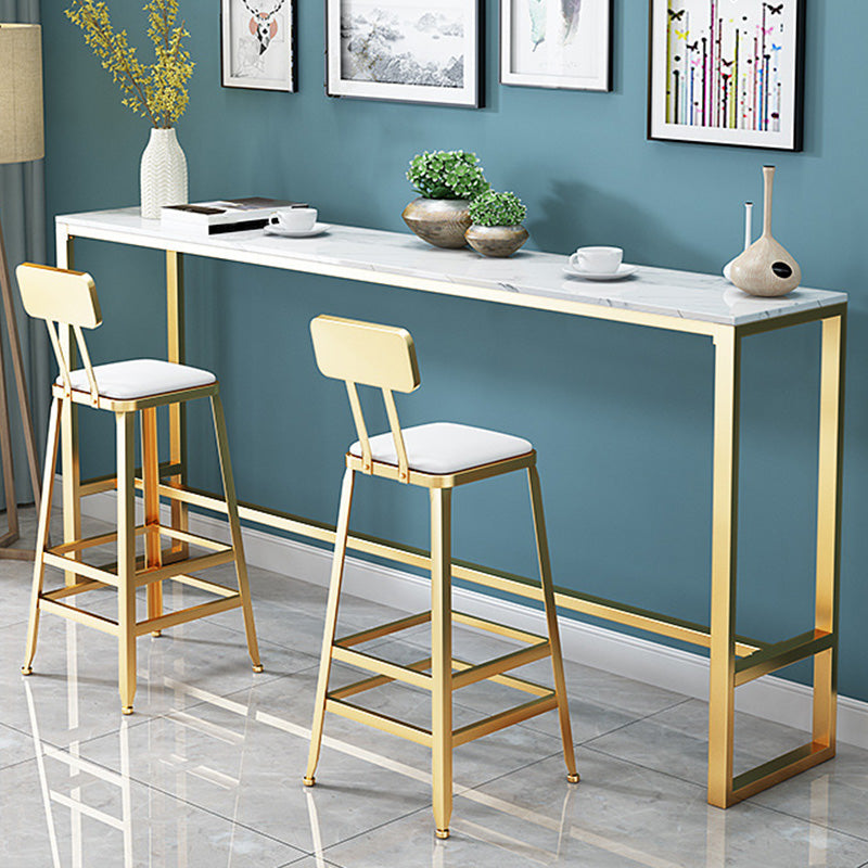 Glam Bar-height Table Faux Marble and White Bar Table for Patio Use