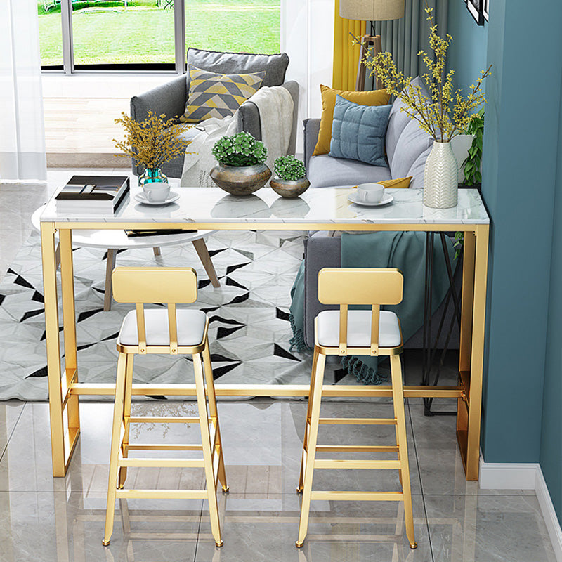 Glam Bar-height Table Faux Marble and White Bar Table for Patio Use