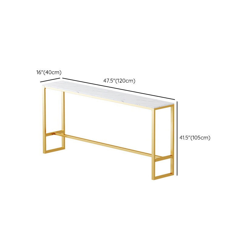 Glam Bar-height Table Faux Marble and White Bar Table for Patio Use