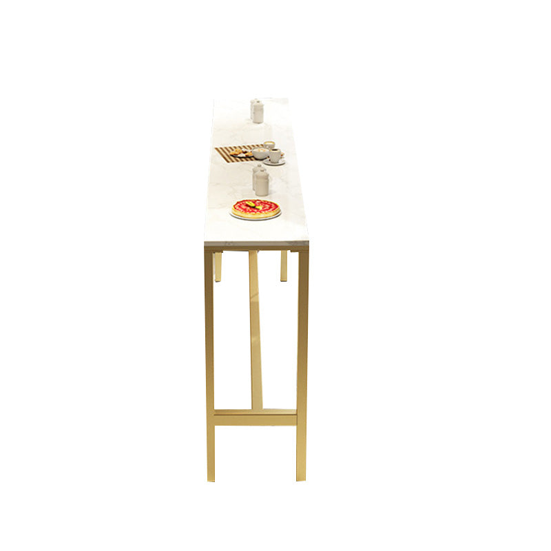 Glam Bar Table White Faux Marble Fixed Pub Height Dining Table