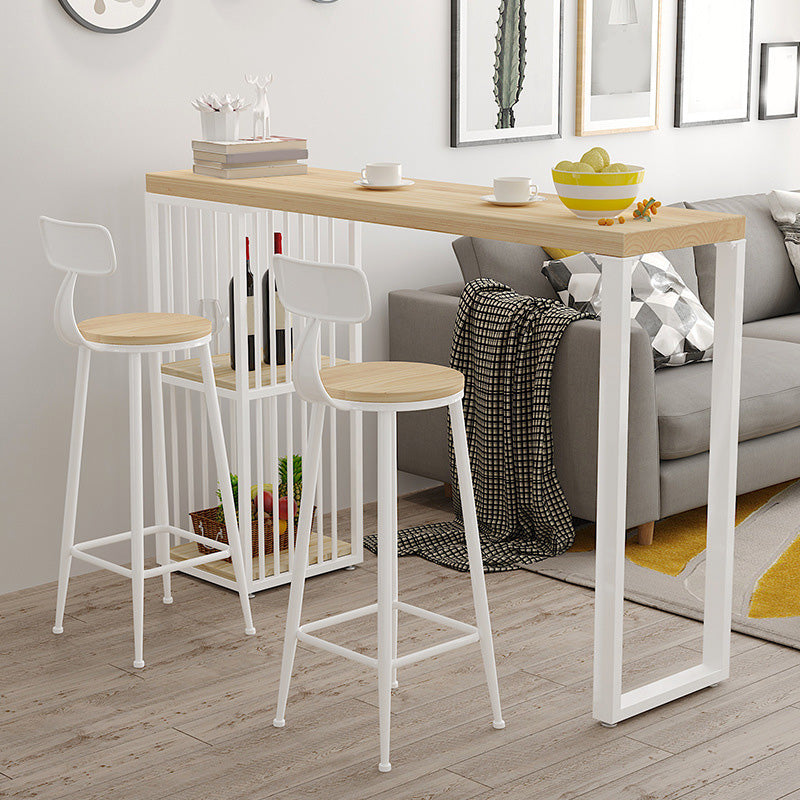 Glam Pub Height Dining Table Wooden Top Pub Table for Patio Use