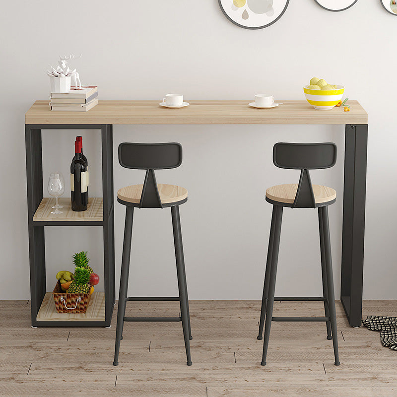 Glam Pub Height Dining Table Wooden Top Pub Table for Patio Use