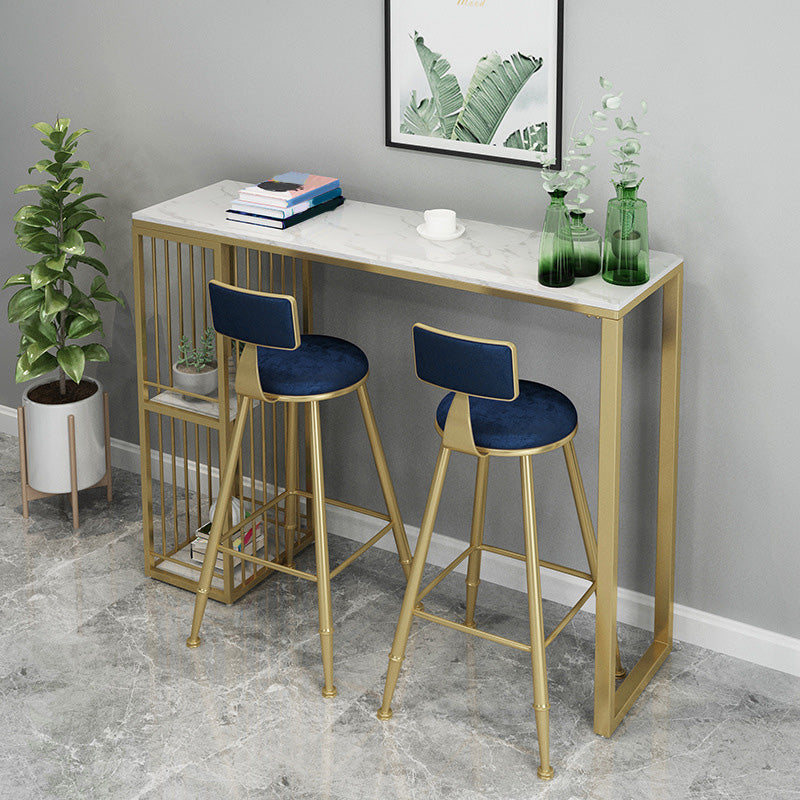 Glam 41.3"H Bar Table White Faux Marble Top Pub Table for Dining Room