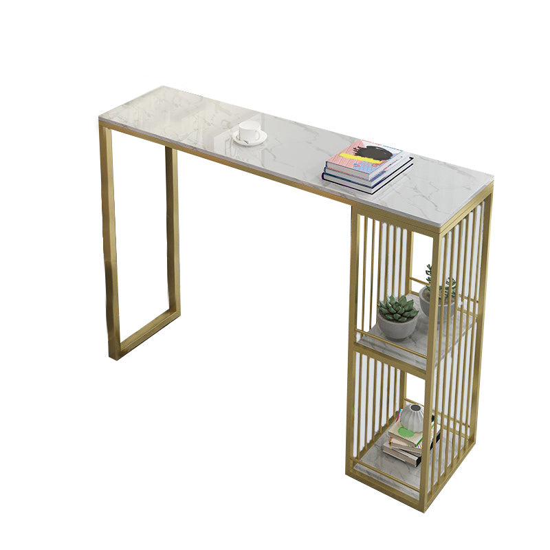 Glam 41.3"H Bar Table White Faux Marble Top Pub Table for Dining Room