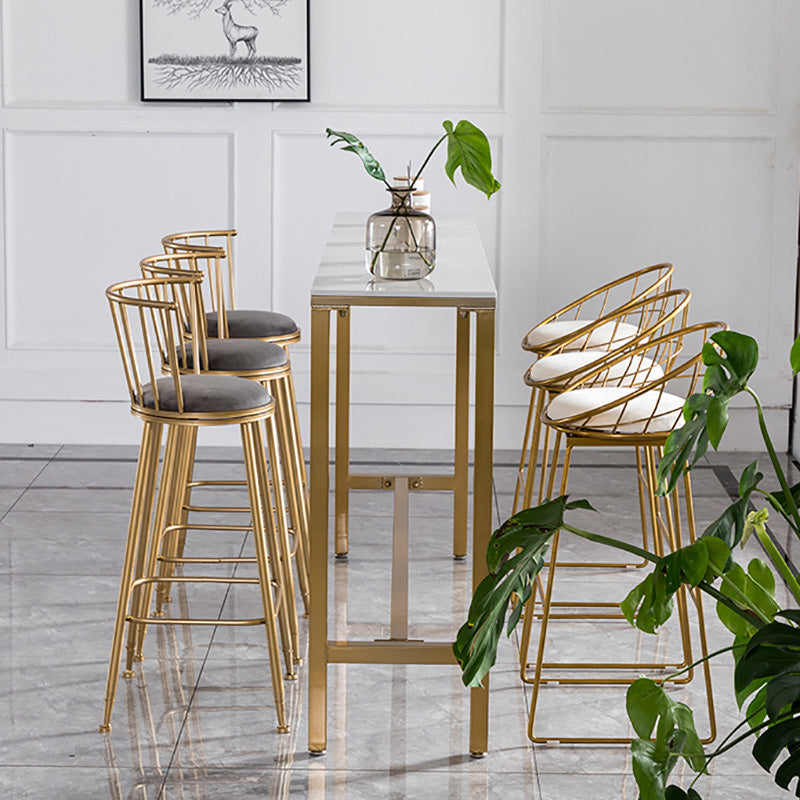 Modern Bar Table White Faux Marble Top Pub Table with Gold Base