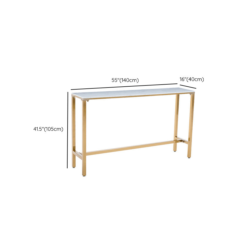 Modern Bar Table White Faux Marble Top Pub Table with Gold Base