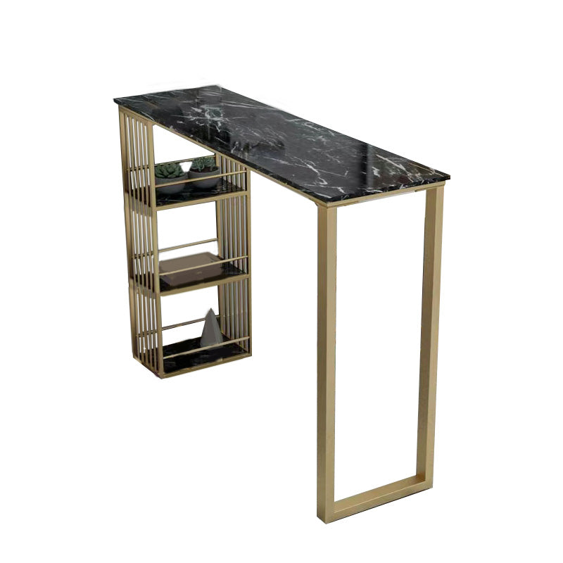 Glam Pub Height Dining Table Faux Marble Top Pub Table for Patio Use