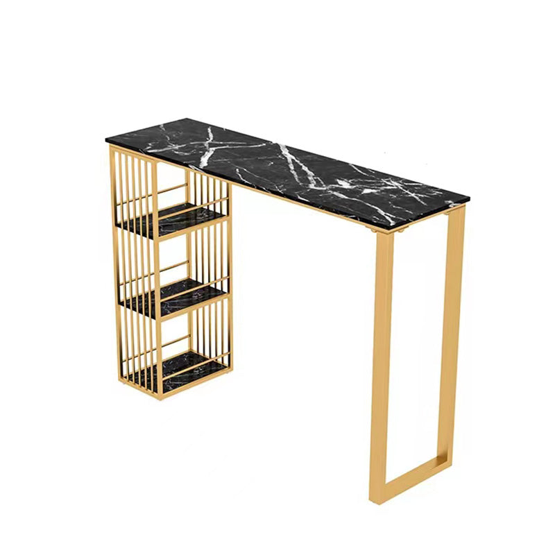 Glam Pub Height Dining Table Faux Marble Top Pub Table for Patio Use