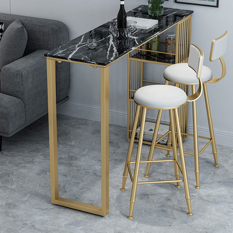 Glam Pub Height Dining Table Faux Marble Top Pub Table for Patio Use