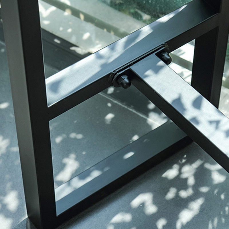 Modern Metal Base Bar Table Black Iron Solid Wood Patio Bar Table