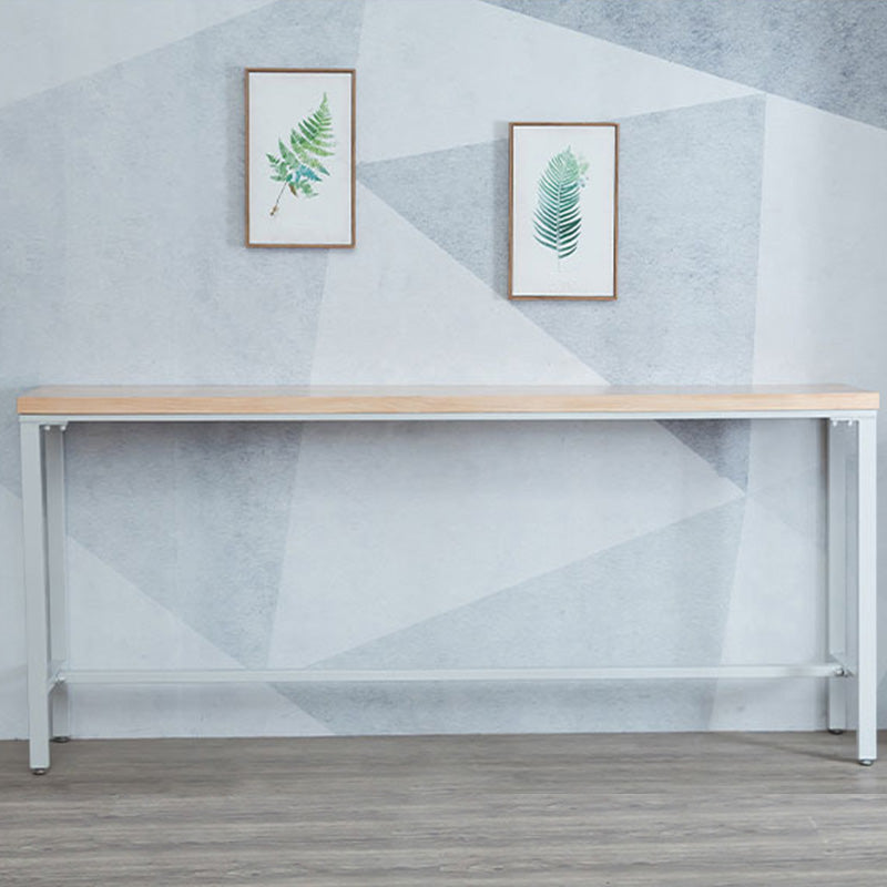 Modern Metal Base Bar Table White Iron Solid Wood Patio Bar Table