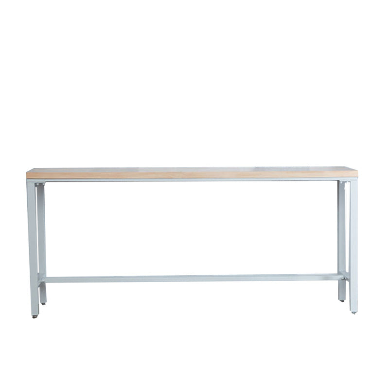 Modern Metal Base Bar Table White Iron Solid Wood Patio Bar Table