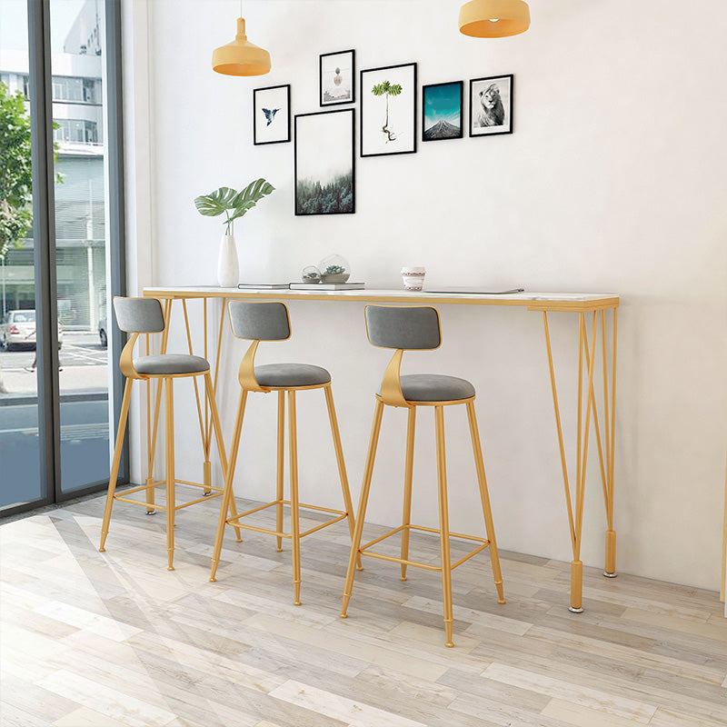 Modern Bar-height Table with White Stone Top 41.3-inch Height Table