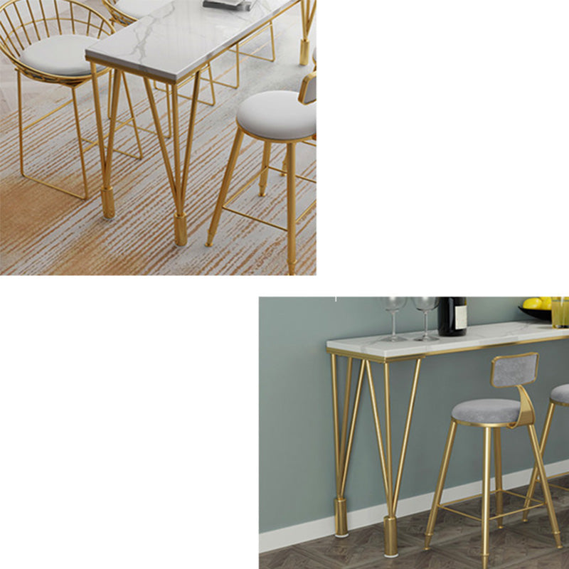 Modern Bar-height Table with White Stone Top 41.3-inch Height Table