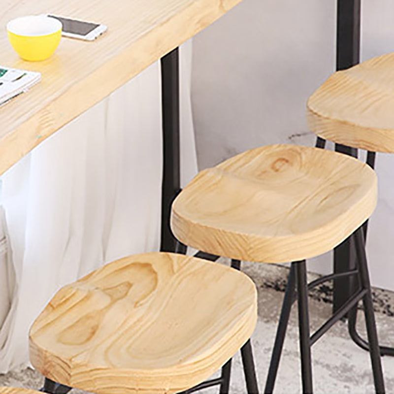 Wood Top Table Modern Style Bistro Pub Table with Black Base