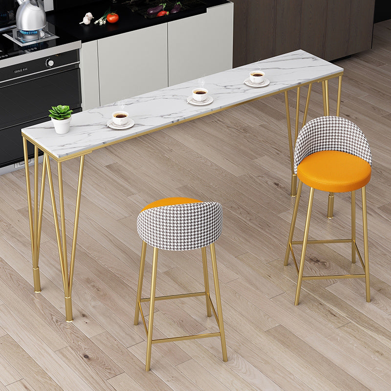 Stone Top Table Industrial Style Bistro Pub Table with Metal Legs