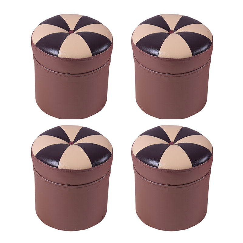 Modern Leather Pouf Water Resistant Round Pouf for Drawing Room
