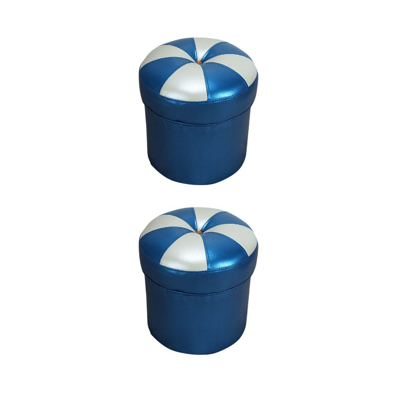 Modern Leather Pouf Water Resistant Round Pouf for Drawing Room