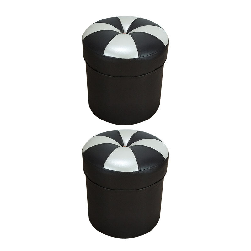Modern Leather Pouf Water Resistant Round Pouf for Drawing Room