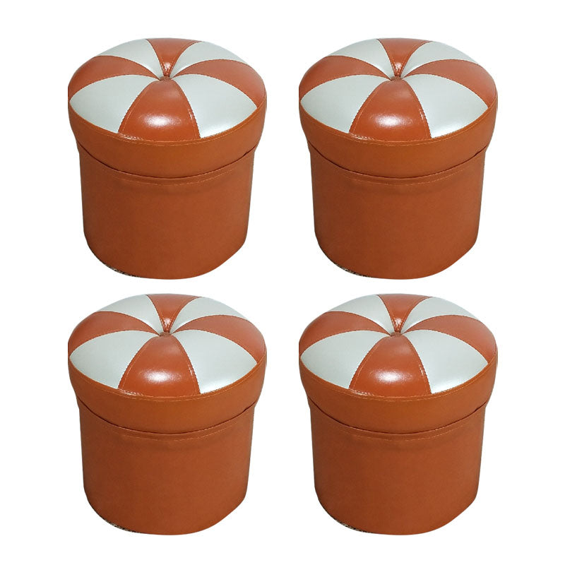 Modern Leather Pouf Water Resistant Round Pouf for Drawing Room
