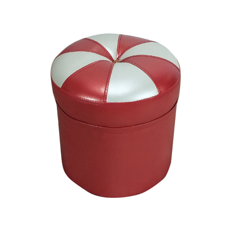 Modern Leather Pouf Water Resistant Round Pouf for Drawing Room
