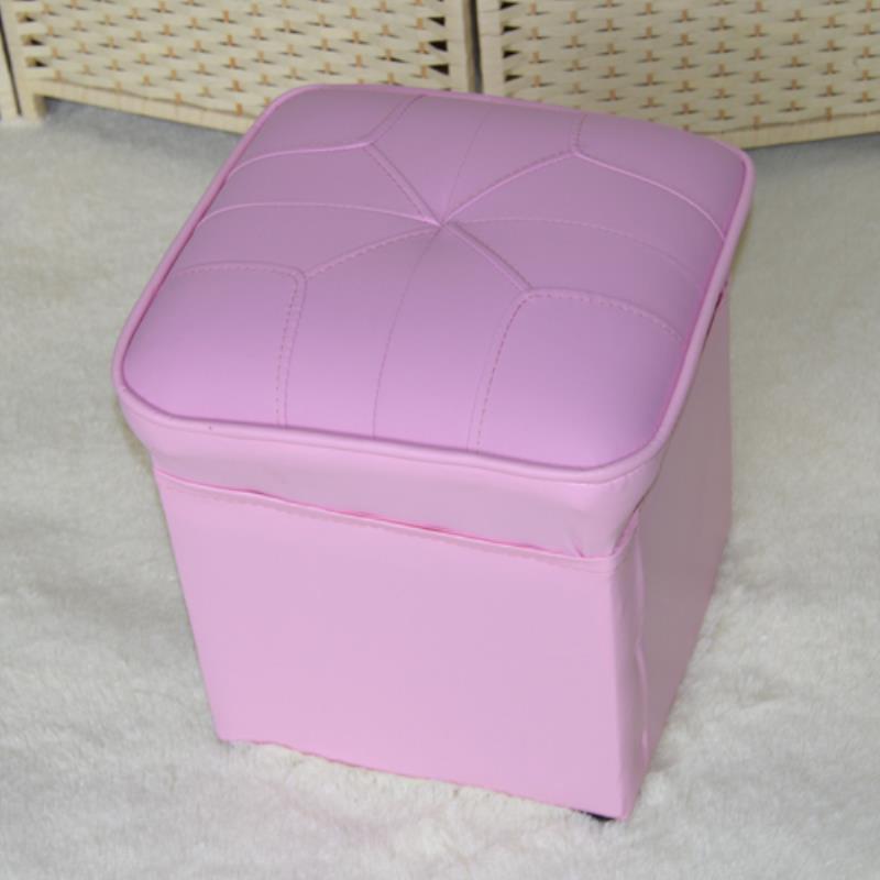 Mid-Century Modern Pouf Ottoman Faux Leather Upholstered Solid Color Square Ottoman