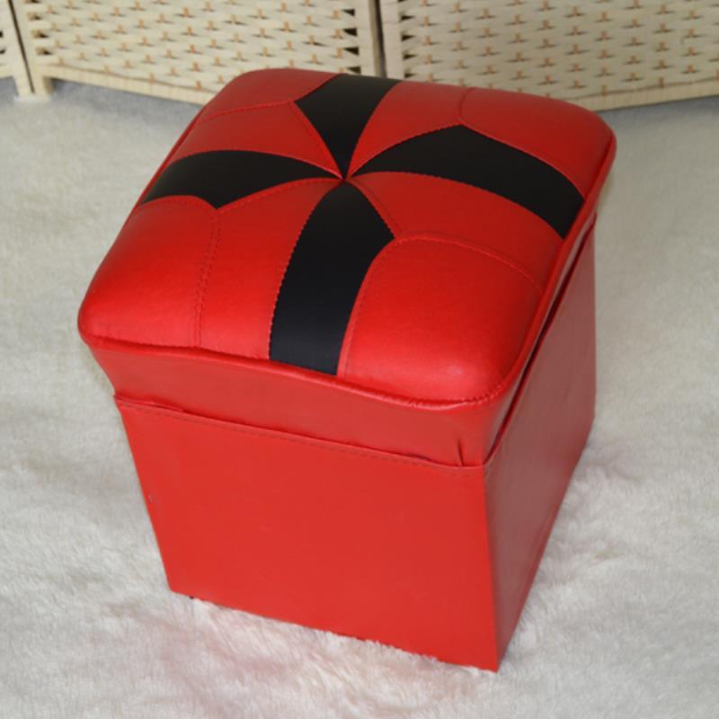 Mid-Century Modern Pouf Ottoman Faux Leather Upholstered Solid Color Square Ottoman