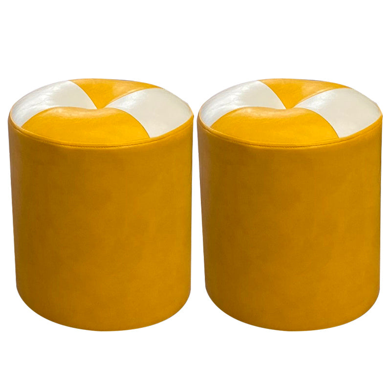 Orange Modern Pouf Water Resistant Round Pouf for Living Room