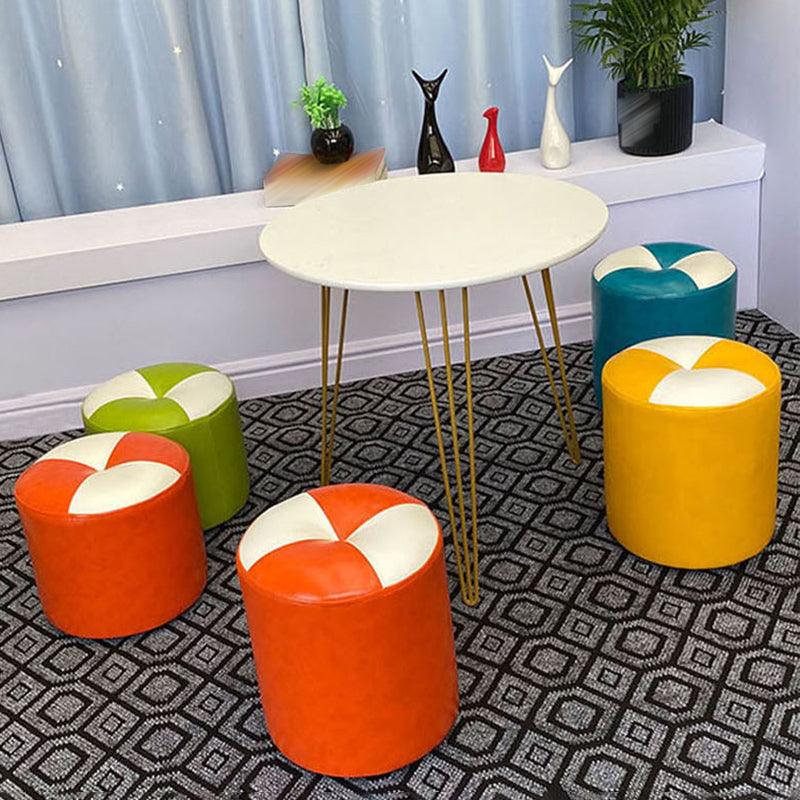 Orange Modern Pouf Water Resistant Round Pouf for Living Room
