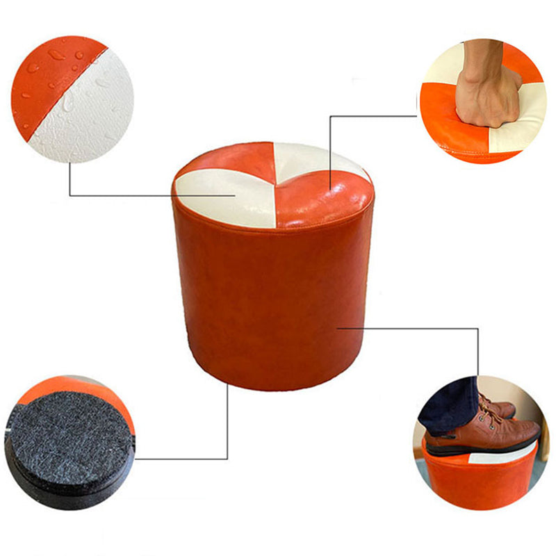 Orange Modern Pouf Water Resistant Round Pouf for Living Room