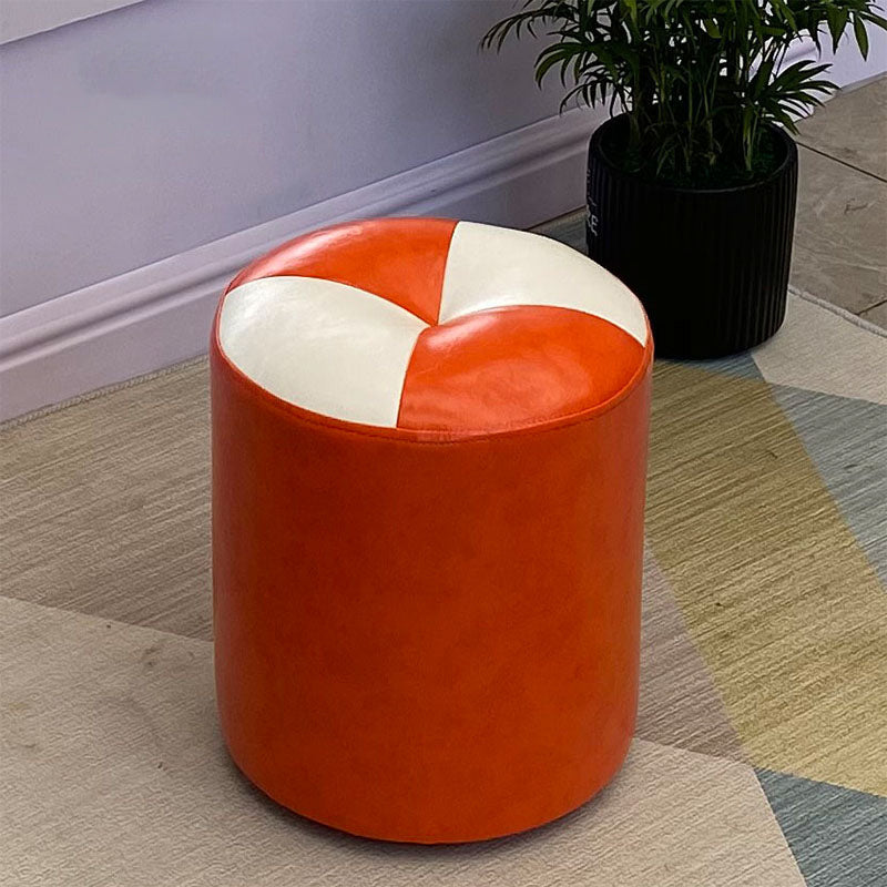 Orange Modern Pouf Water Resistant Round Pouf for Living Room