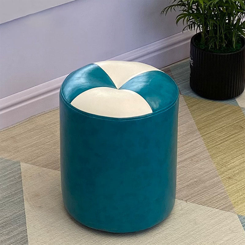 Orange Modern Pouf Water Resistant Round Pouf for Living Room
