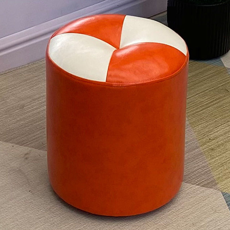 Orange Modern Pouf Water Resistant Round Pouf for Living Room