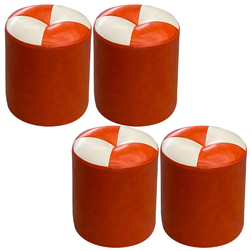 Orange Modern Pouf Water Resistant Round Pouf for Living Room