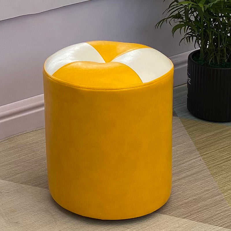 Orange Modern Pouf Water Resistant Round Pouf for Living Room