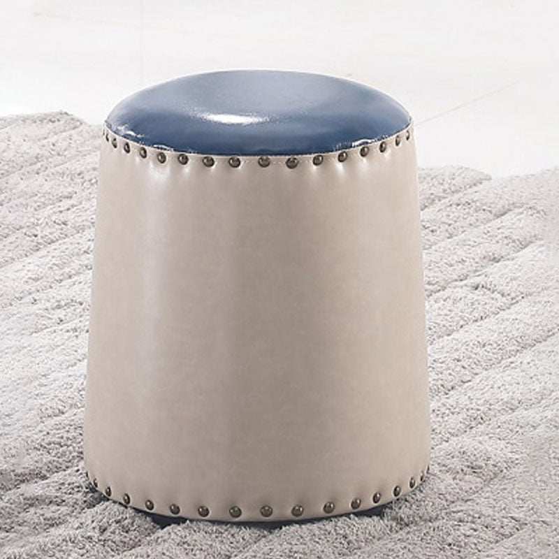 Leather Yellow Pouf Modern Stain Resistant Round Indoor Pouf