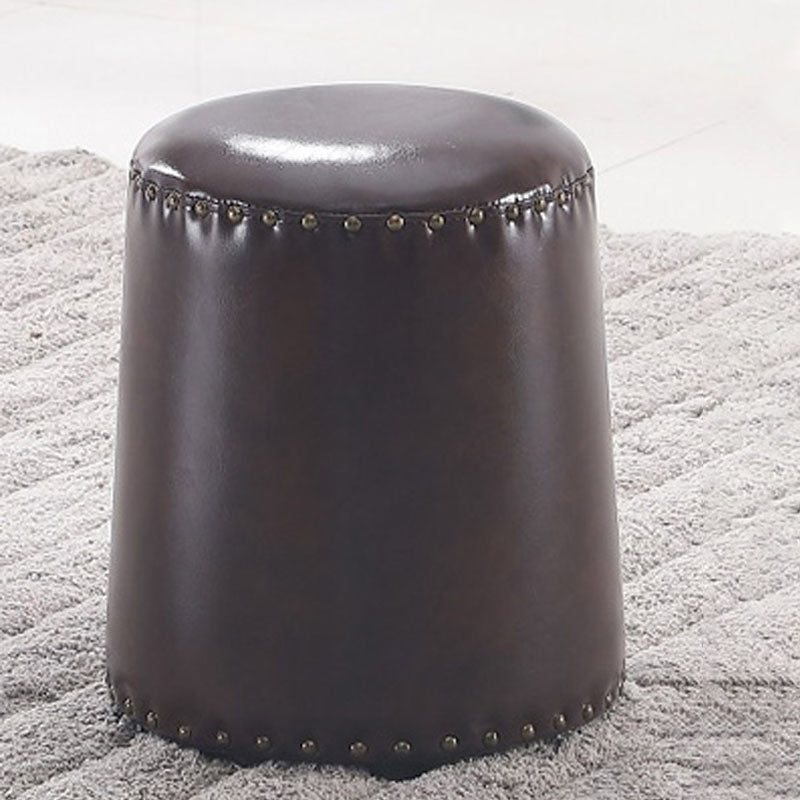 Leather Yellow Pouf Modern Stain Resistant Round Indoor Pouf