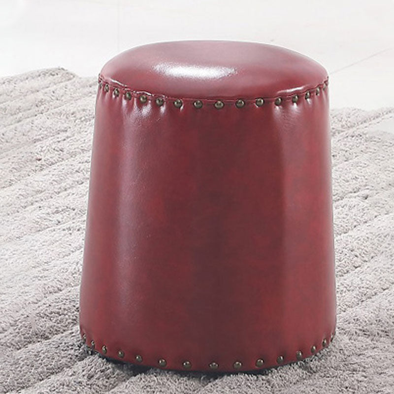 Leather Yellow Pouf Modern Stain Resistant Round Indoor Pouf